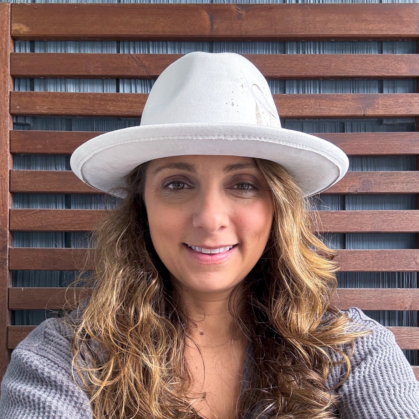 Cream Hand Burned Moonlight in the Trees Fedora