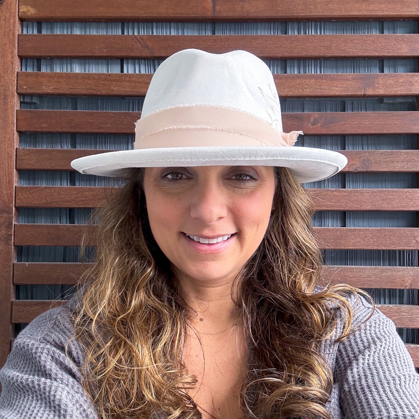 Cream Hand Burned Magnolia Fedora