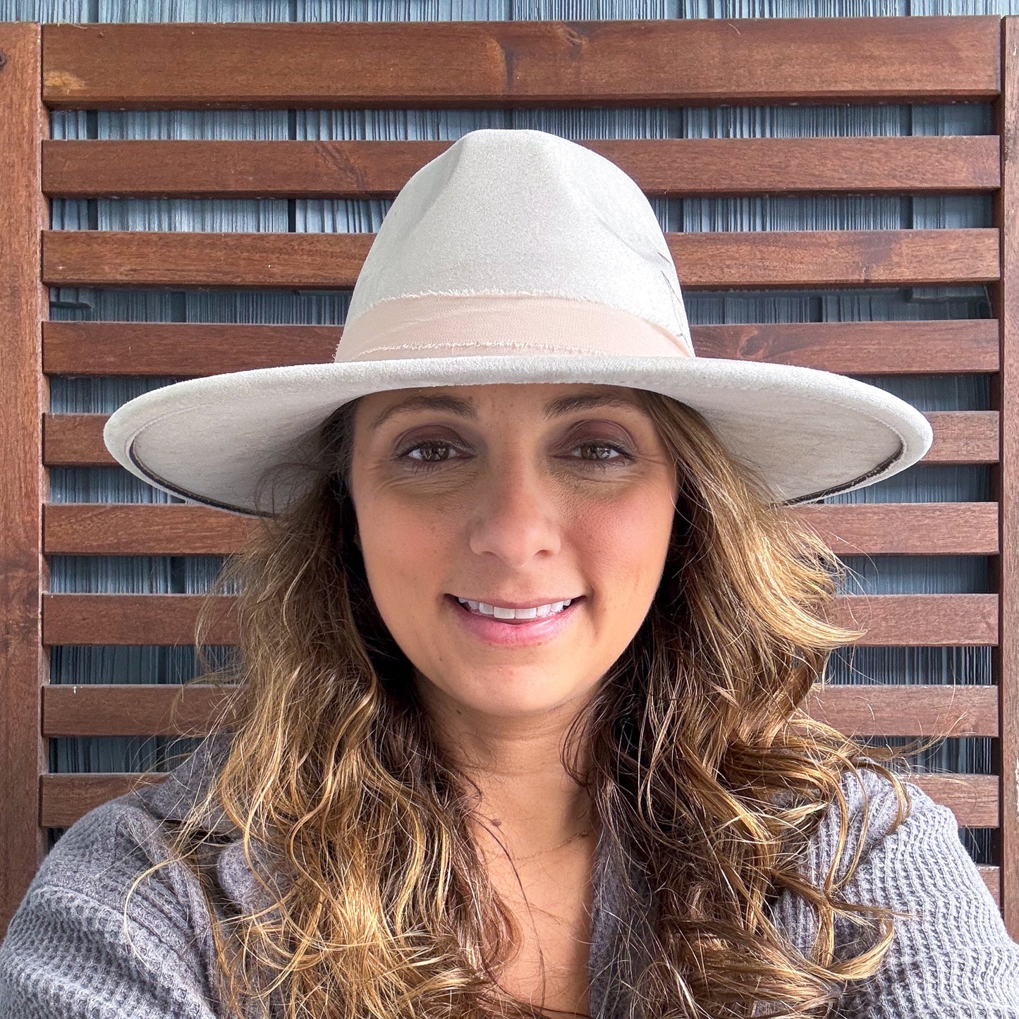 Cream Hand Burn Magnolia Wide Brim Fedora