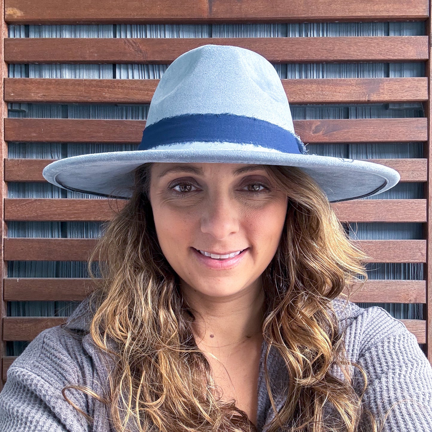 Blue Hand Burn Wild Flower Wide Brim Fedora