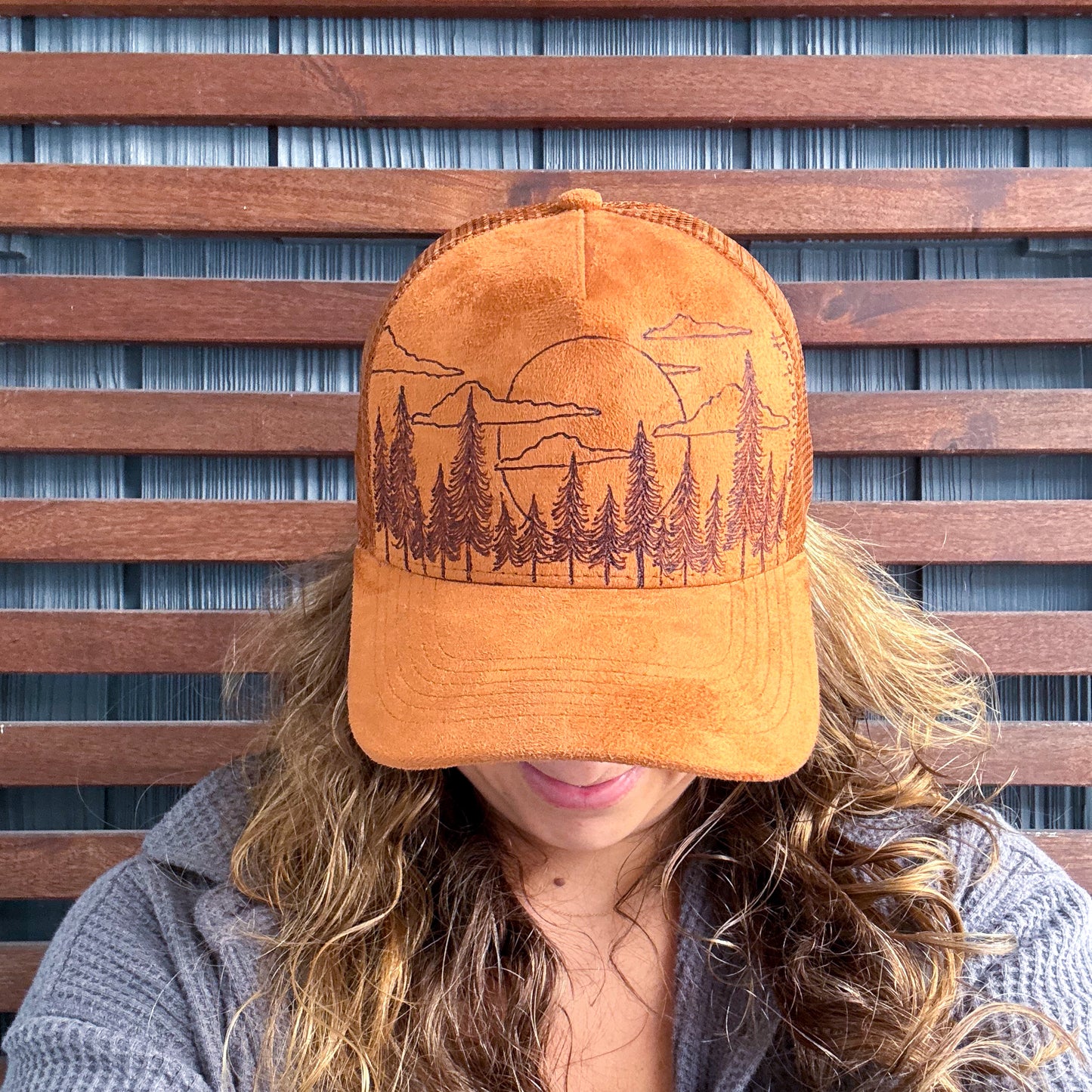 Suede Rust Burned Morning in the Trees Trucker Hat