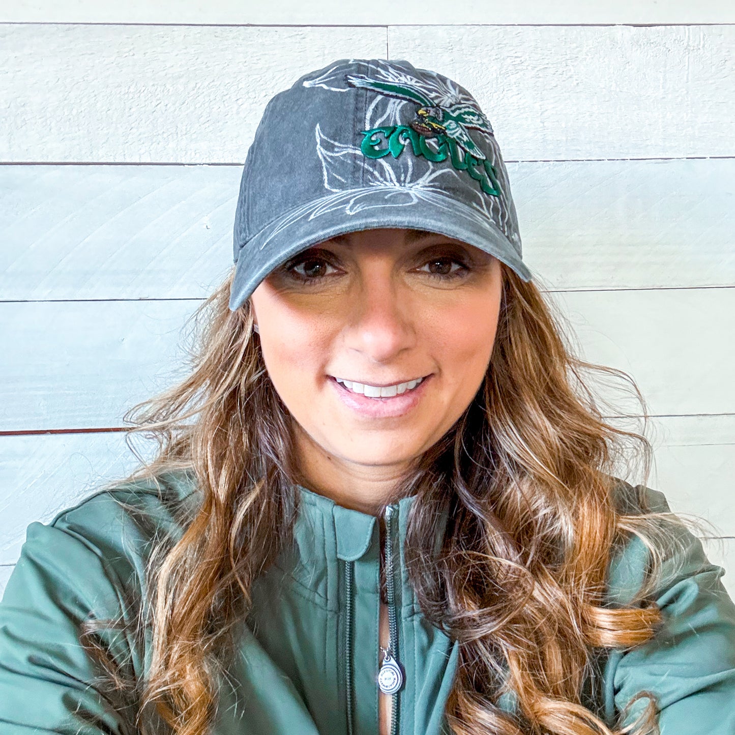 Hand Drawn Floral EAGLES Cap | Grey Eagles