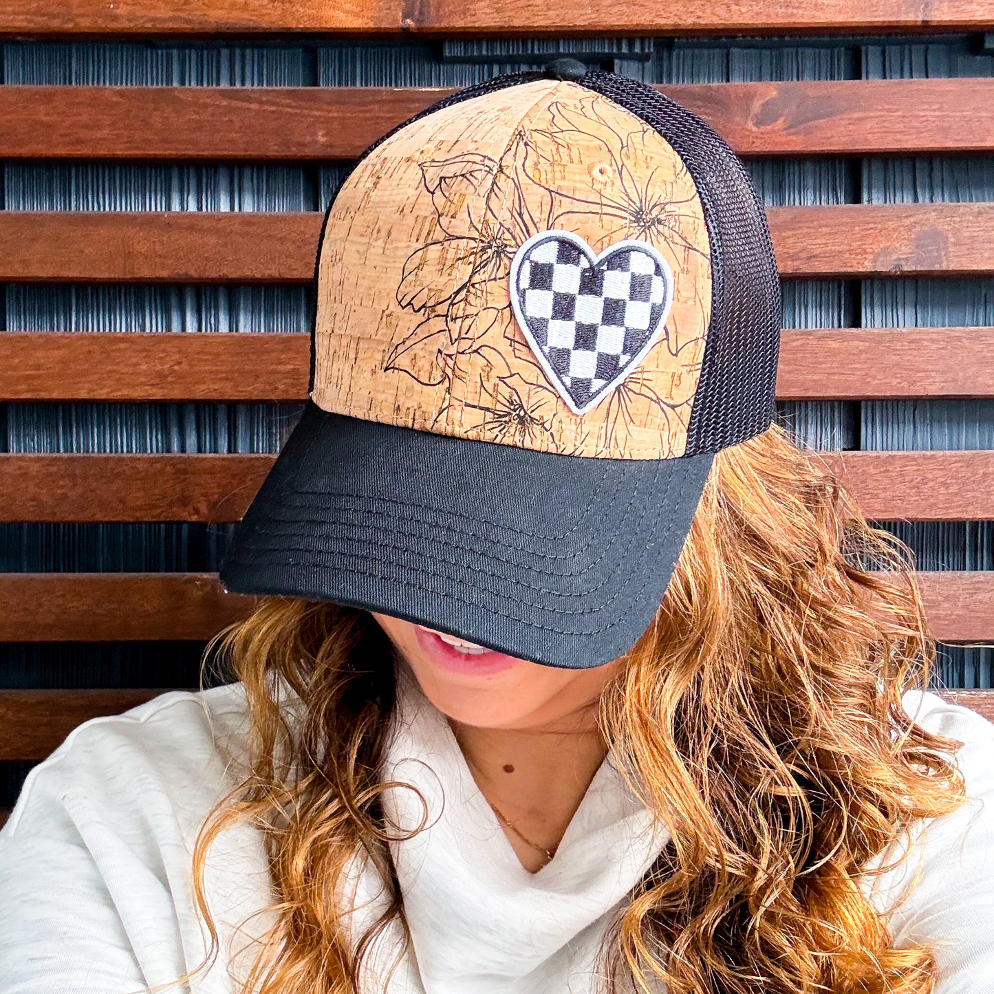 Hand Drawn Floral PATCH Hat | Black Cork Heart