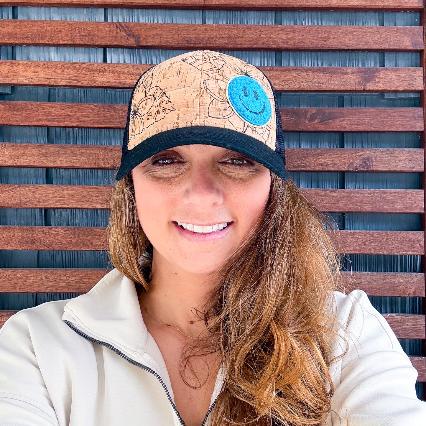 Hand Drawn Floral PATCH Hat | Black Cork Tropical