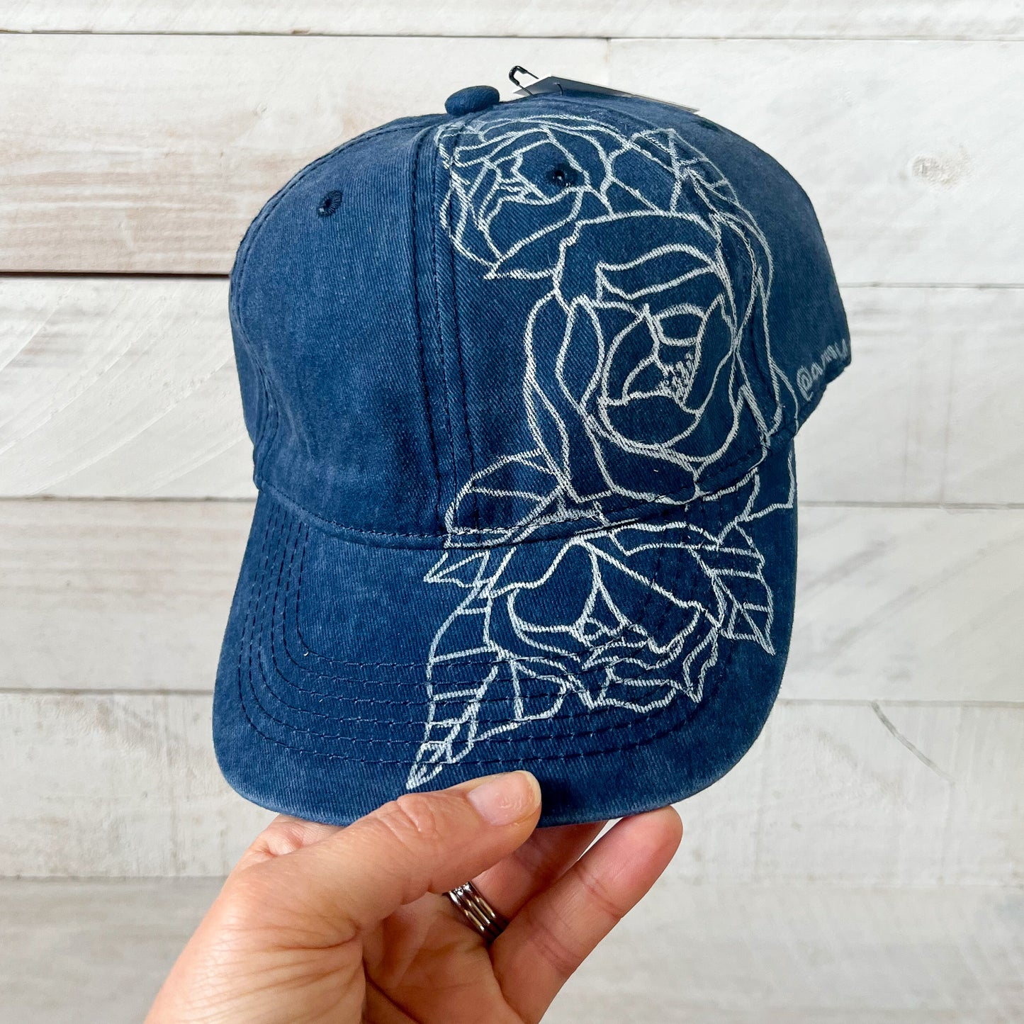 MADE TO ORDER - Hand Drawn Floral Adjustable Baseball Cap