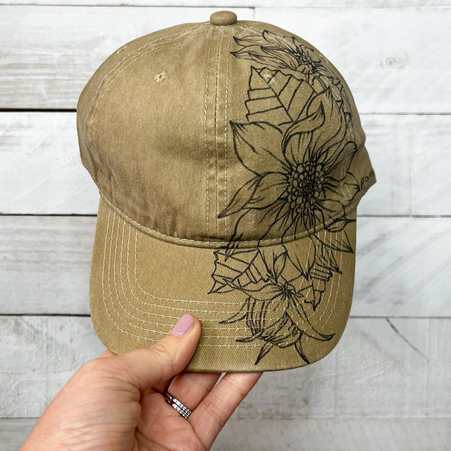 MADE TO ORDER - Hand Drawn Floral Adjustable Baseball Cap