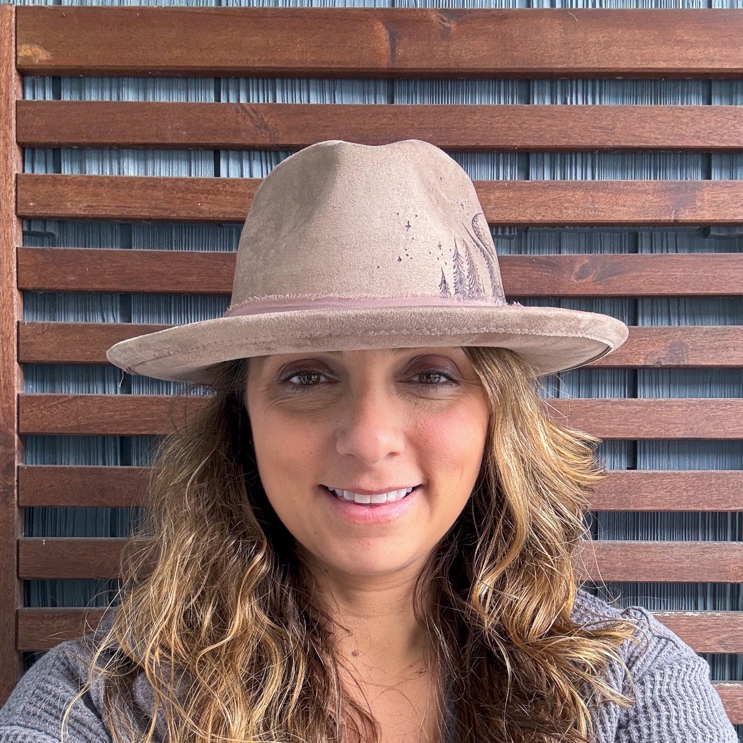 Stone Hand Burned Moonlight in the Trees Fedora