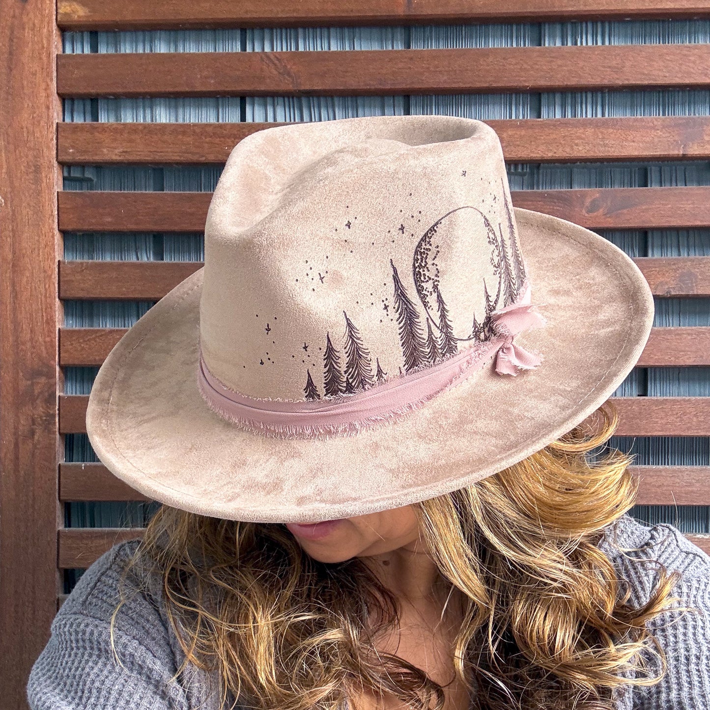 Stone Hand Burned Moonlight in the Trees Fedora