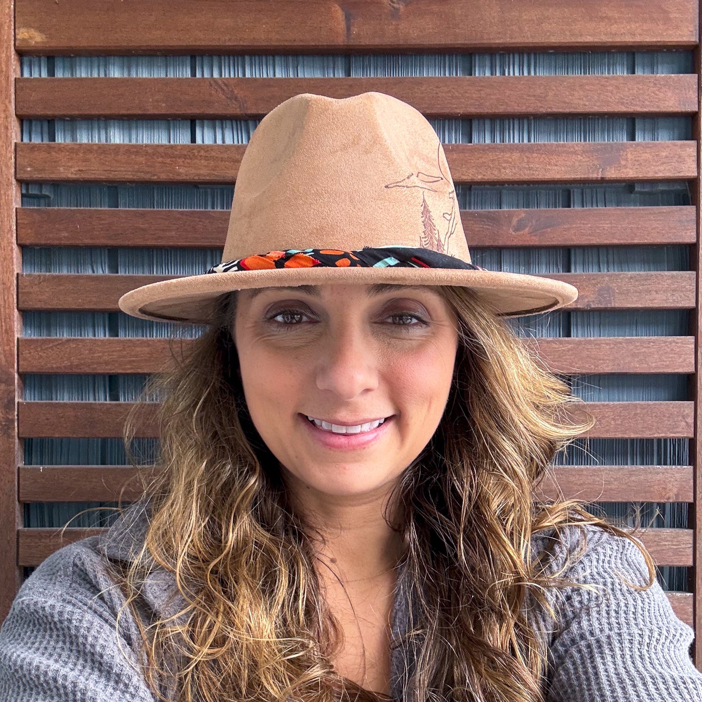 Brown Hand Burned Morning in the Mountains Fedora