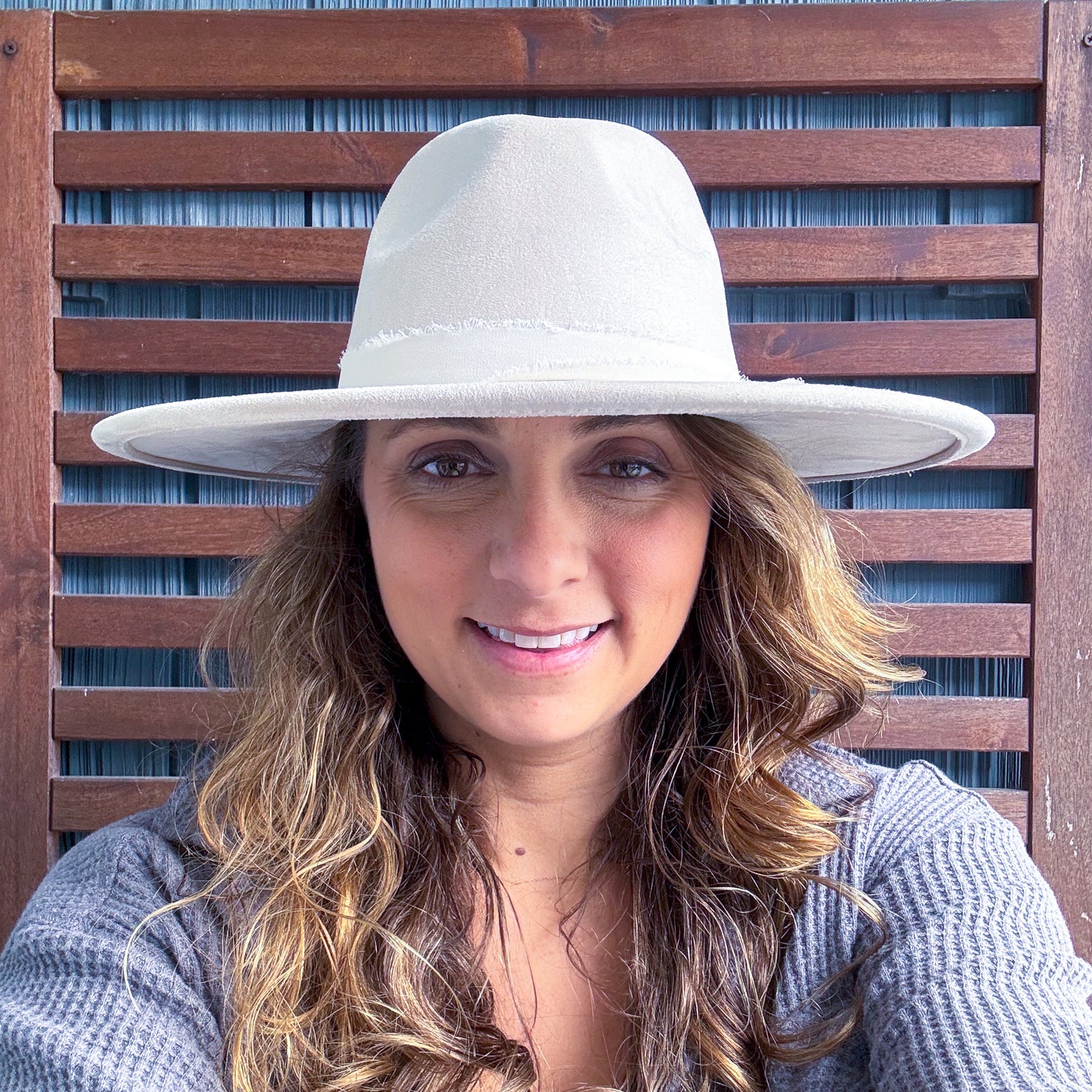 Cream Hand Burn Wild Flower Wide Brim Fedora