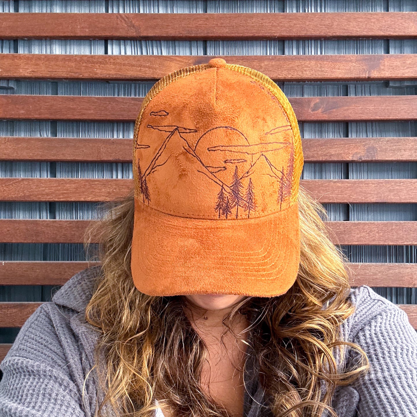 Suede Rust Burned Morning in the Mountains Trucker Hat