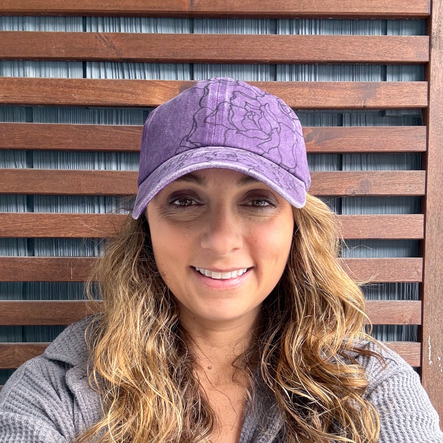 Purple Hand Drawn Peonies Adjustable Baseball Cap