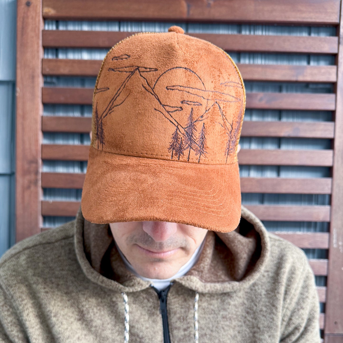 Suede Rust Burned Morning in the Mountains Trucker Hat