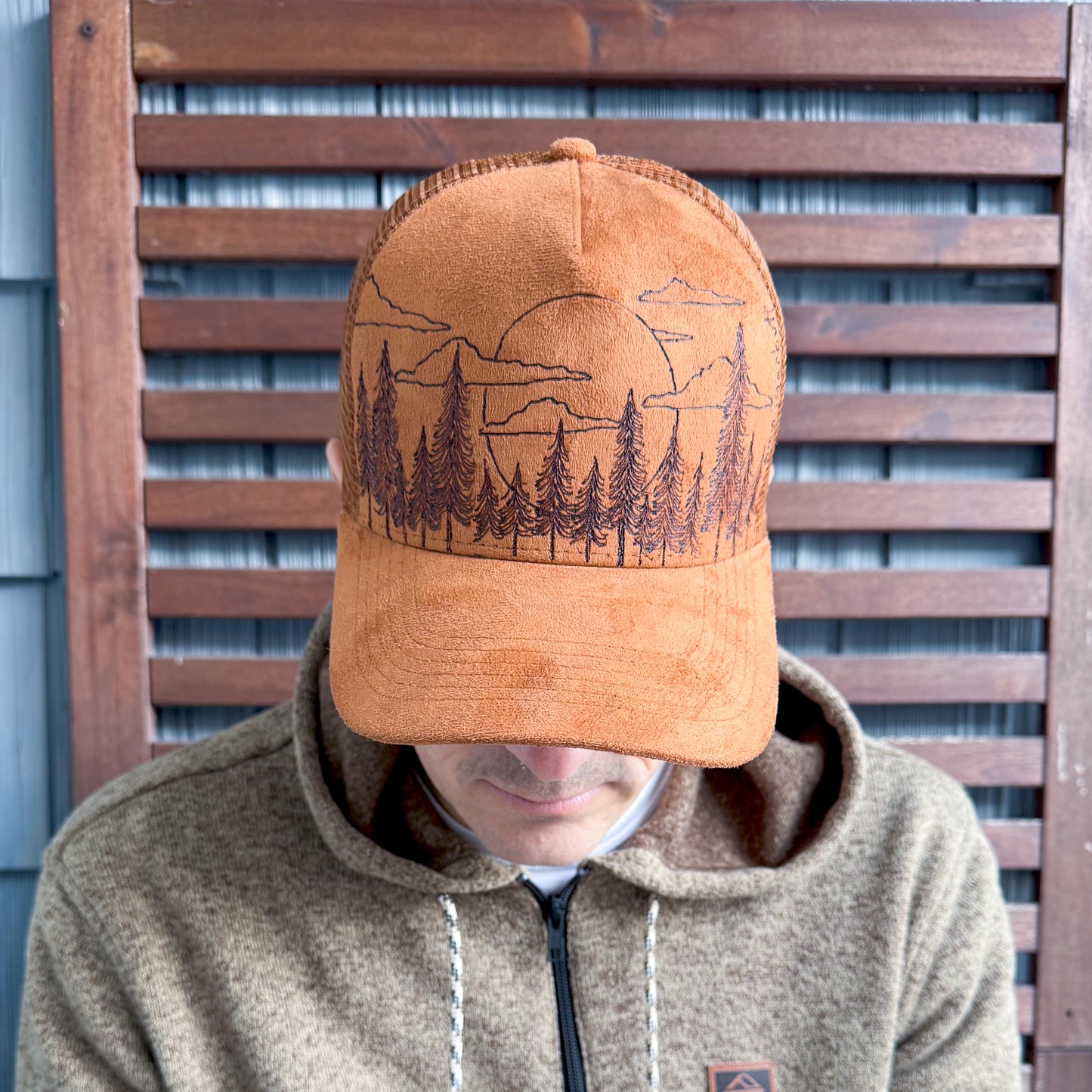 Suede Rust Burned Morning in the Trees Trucker Hat
