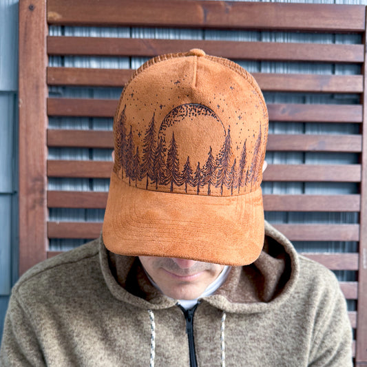 Suede Rust Burned Moon in the Trees Trucker Hat