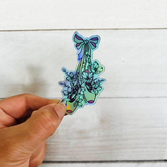 Holographic Hand-drawn Ballet Slippers Sticker
